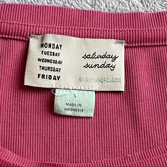 Anthropologie Saturday Sunday Waisted Cupro Ribbed Side Tie Dress Rose Pink Sz S - Picture 3 of 15